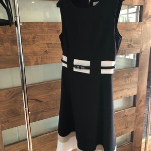 Size 2 Calvin Klein belted black A-Line dress